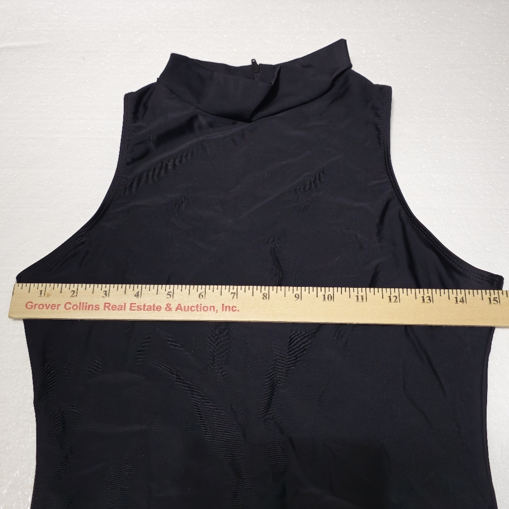 Womens Small Black Sleeveless Mock Neck One Piece Swimsuit‎ - Picture 3 of 8